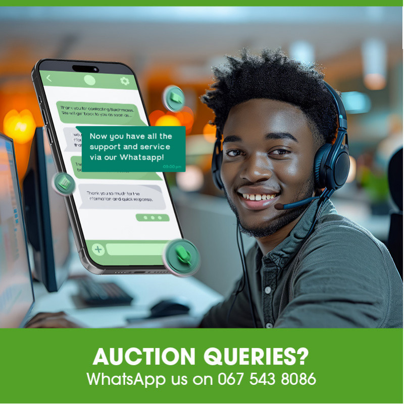 Auction queries? WhatsApp us on 067 543 8086.